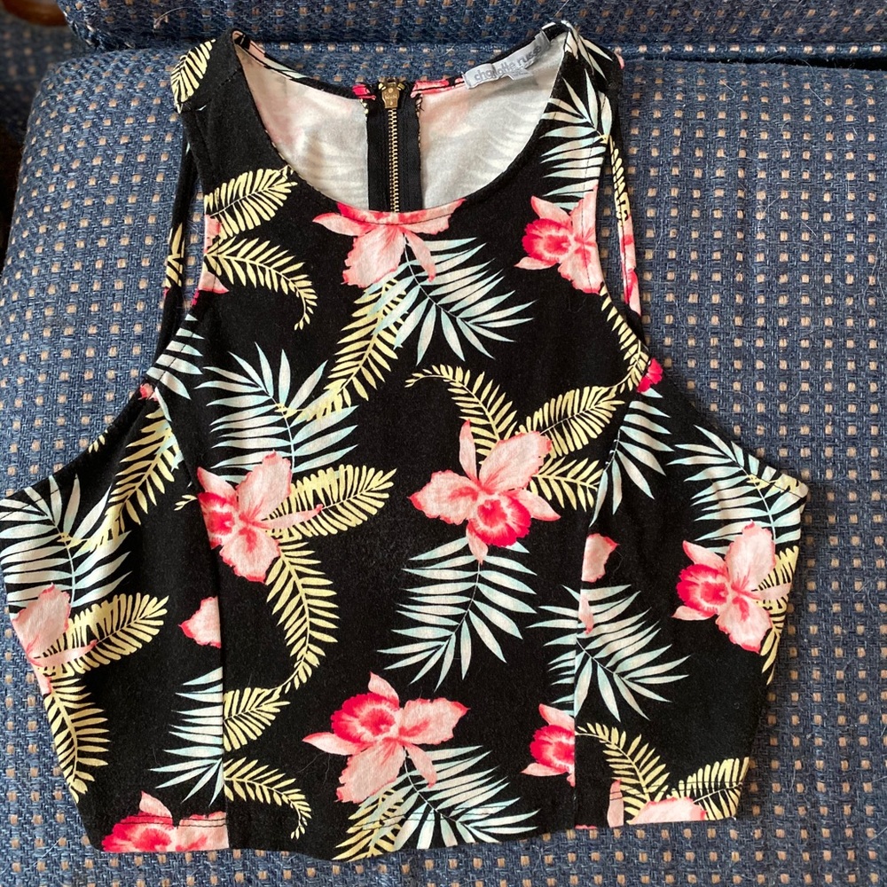 Hawaiian flower crop top
